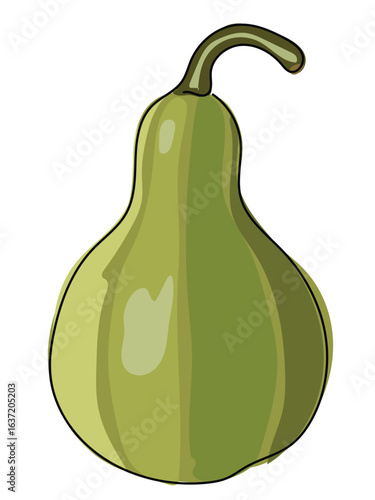 Gourd in continuous line pattern on white background.