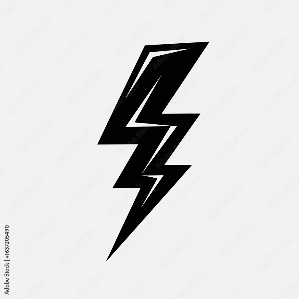 Bold Black Lightning Bolt Graphic with Sharp Edges and Angular Design Bold Black Lightning Bolt Graphic with Sharp Edges and Angular Design