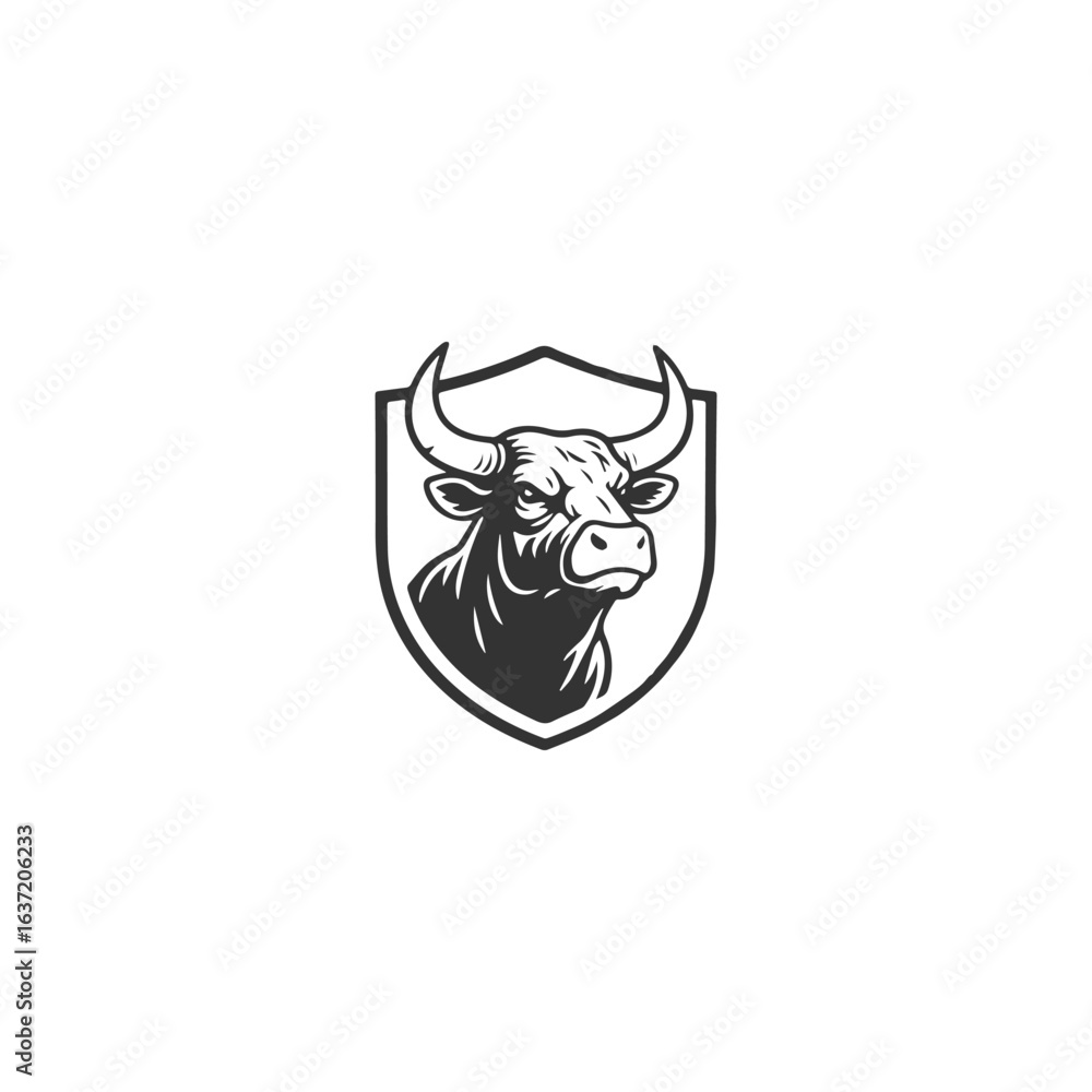 Obraz premium Bull shield logo style icon design template vector illustration