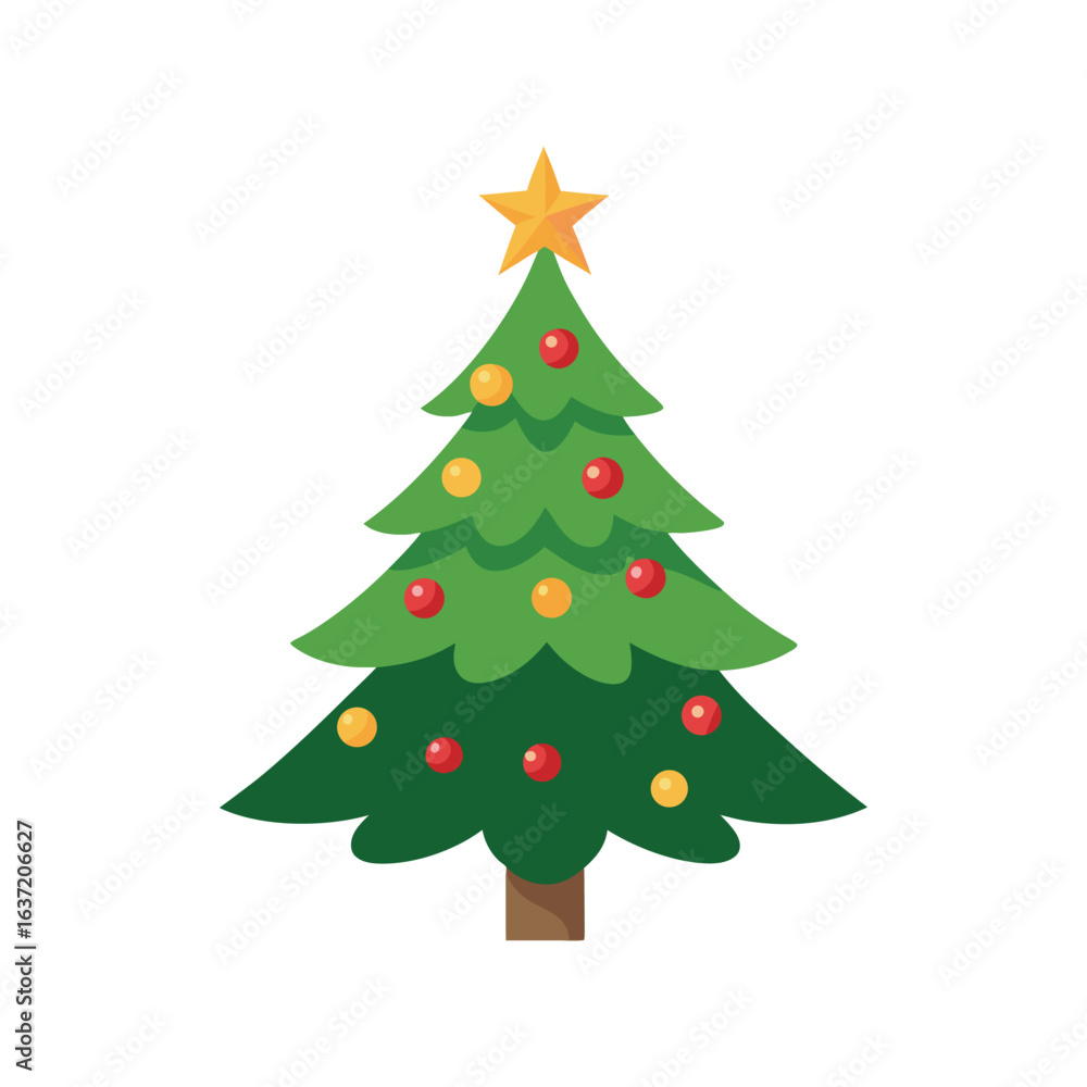 Fototapeta premium Christmas Tree Icon Vector – Festive Illustration on White Background