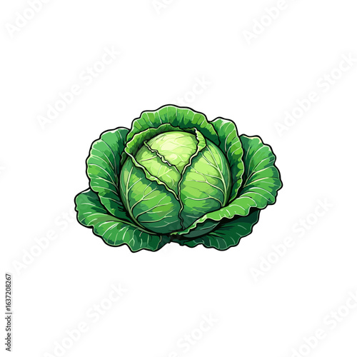 Fresh Green Cabbage Illustration