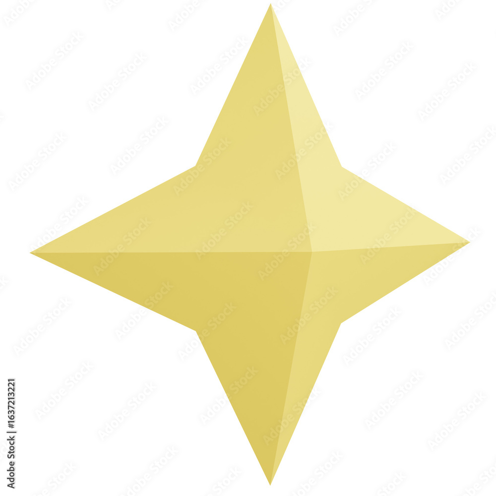 Obraz premium 3d illustration of a shiny golden star with geometric facets, symbolizing achievement, reward, and success in a clean minimalist style.
