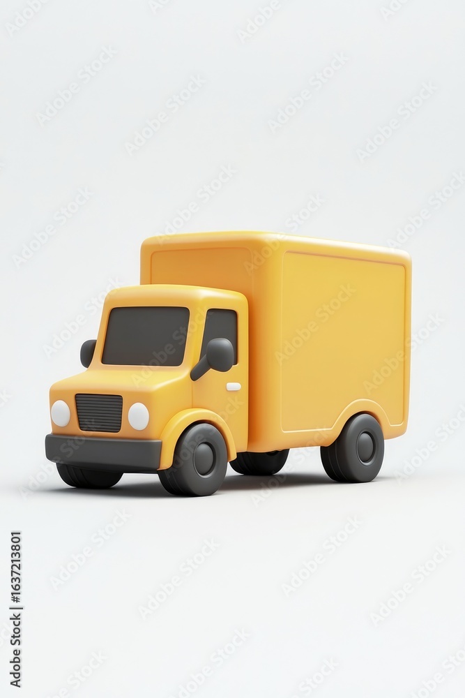 Fototapeta premium 3D cartoon yellow delivery truck