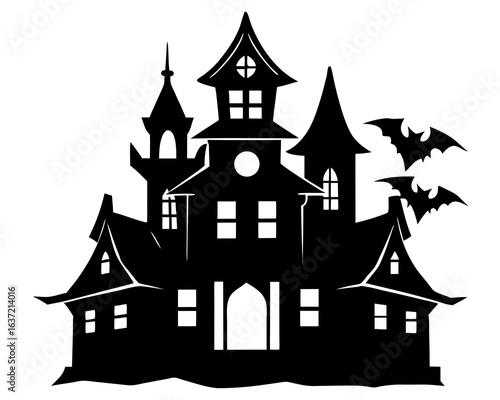 haunted house silhouette vector illustration