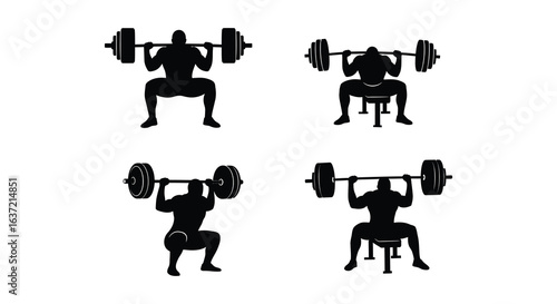 Weightlifting Exercises Silhouette Set illustration