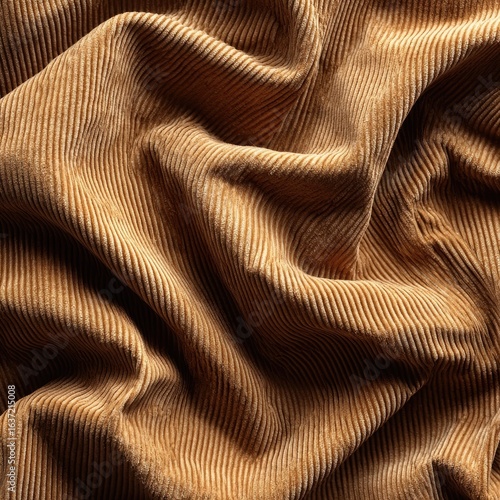 Close-up view of draped corduroy fabric