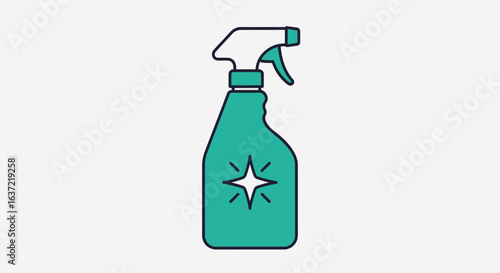 A teal spray bottle with a white trigger and a sparkle icon, symbolizing cleaning and freshness.