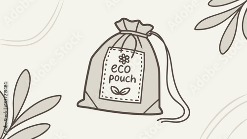 Eco friendly reusable pouch bag for sustainable living and zero waste lifestyle shopping and storage solution