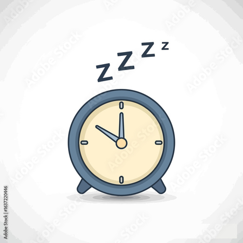 Sleeping soundly: A simple alarm clock illustration depicts peaceful slumber.