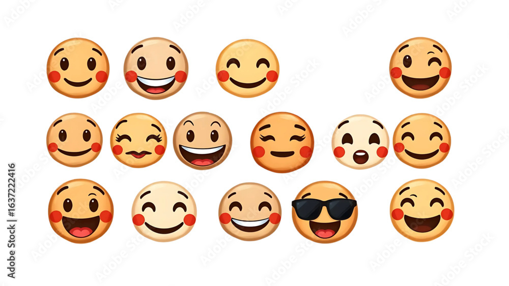 Fototapeta premium set of colorful easter eggs with faces