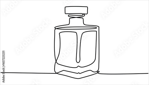 
Continuous Line Perfume Bottle Icon, Shampoo bottle continuous one line drawing vector illustration. One line art of perfume, beau de toilette, tester, spray, aroma, pheromones, love potion, feeling.