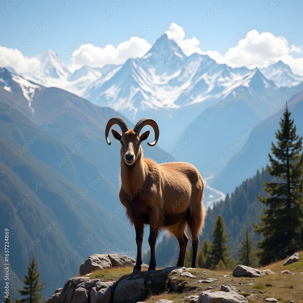 Fototapeta premium mountain goat on the mountain