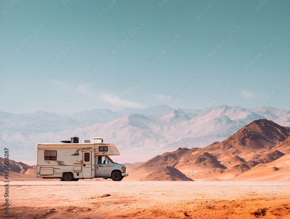 Obraz premium Vintage RV in Desert Oasis
