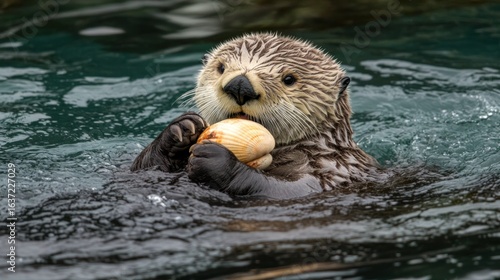 Sea Otter eating a clam