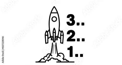 Rocket launch countdown svg vector image for space exploration and innovation projects and designs one hundred chars