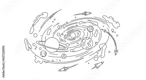 Explore outer space coloring page with planets rockets and galaxy for kids and adults fun activity