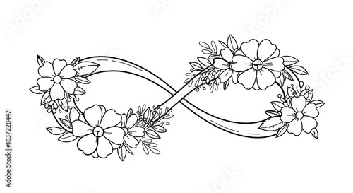 Infinity symbol floral design vector illustration for tattoo or logo design and decoration element use