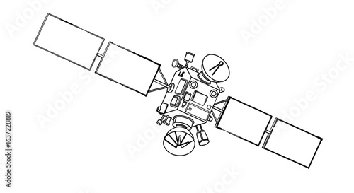 Satellite vector illustration for space exploration and communication technology design project needs exactly one hundred