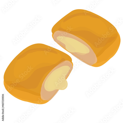 illustration of fried dimsum with cheese