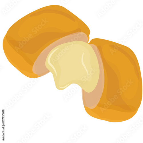 illustration of fried dimsum with melted cheede