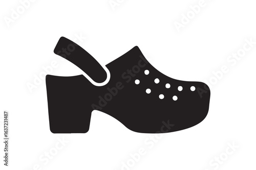 Clog icon silhouette vector with white background