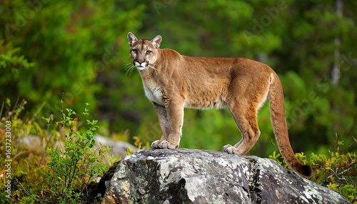 Wallpaper Mural Cougar on rocky outcrop in forest Torontodigital.ca