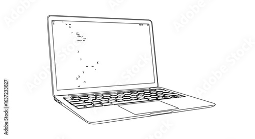 Laptop computer vector illustration for technology and business use digital device thin line drawing design