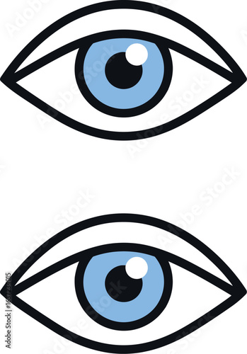 Illustration of Two Eyes Simple Eye Illustration, Symbolic Representation, Design Element, Vector Graphics