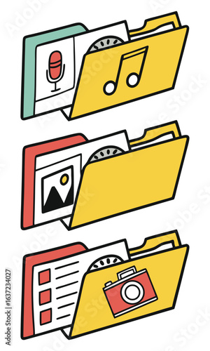 Colorful computer folders with icons