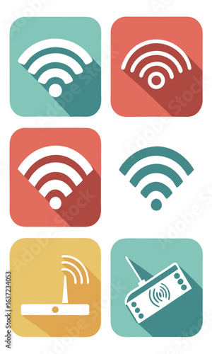 Colorful flat design wi fi icons