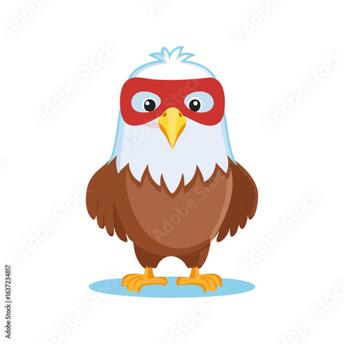 Simple Illustration Cute Bald Eagle with Theater Mask