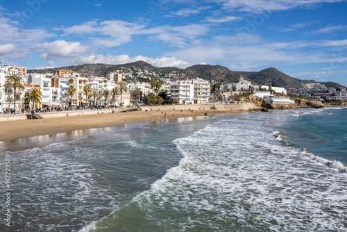 Sitges Beach in Catalonia, Spain. With lots of nature and a nudist beach.