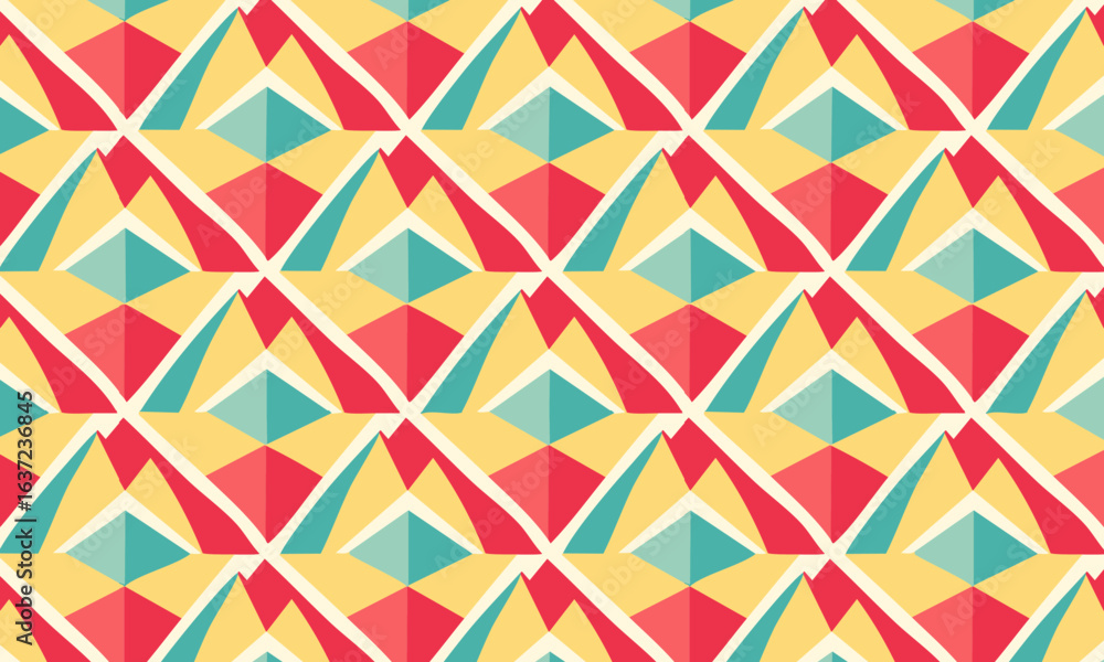 Fototapeta premium Modern tribal seamless pattern with abstract geometric shapes, Ethnic folk art background