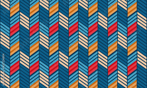 Textured herringbone seamless pattern, Abstract geometric background with woven zigzag stripes