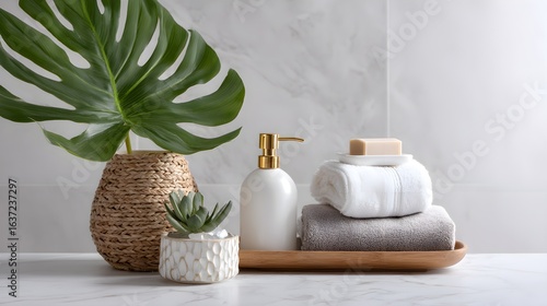 Elegant White Marble Bathroom Counter
