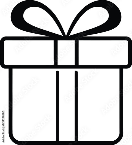 Gift Box Outline Icon - Present with Ribbon and Bow
