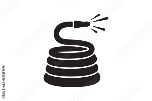 Hose icon silhouette vector with white background