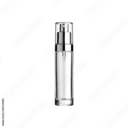 Clear Glass Airless Pump Bottle with Silver Cap for Cosmetics and Skincare Products