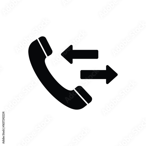 Phone Handset with Arrows Indicating Incoming and Outgoing Calls Icon illustration