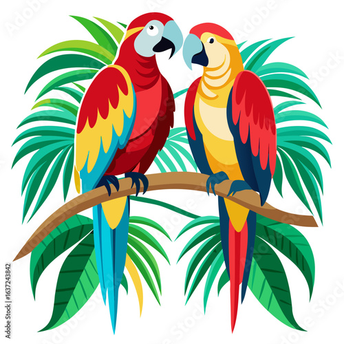 two parrots on a branch