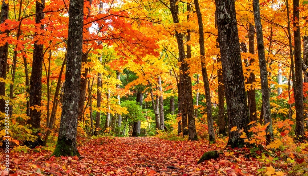 Fototapeta premium Autumn maple forest path