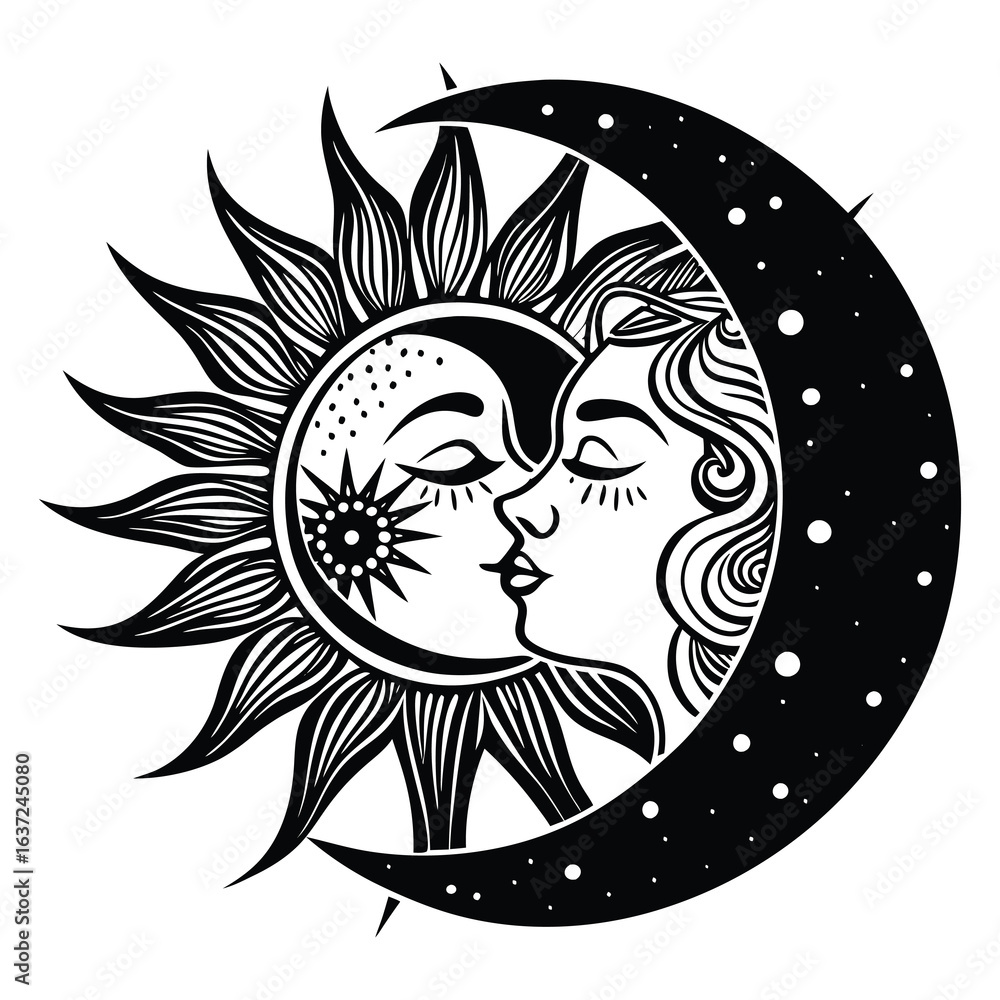 Obraz premium Moon Sun Kiss Svg