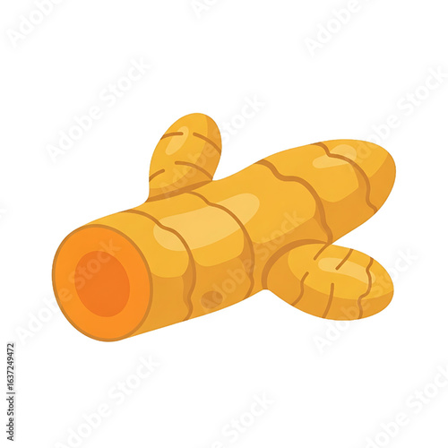 Fresh Turmeric Root Illustration Isolated on White Background for Food and Health
