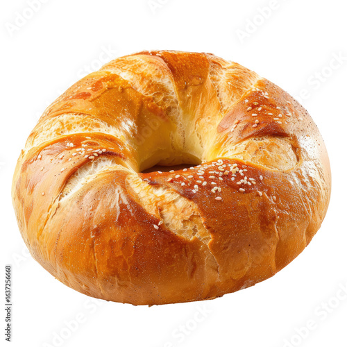 Round, golden-brown bread with a swirl design and sesame seeds