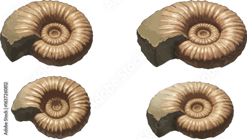 Intricate Fossilized Ammonite Shells Displaying Ancient Marine Life Relics
