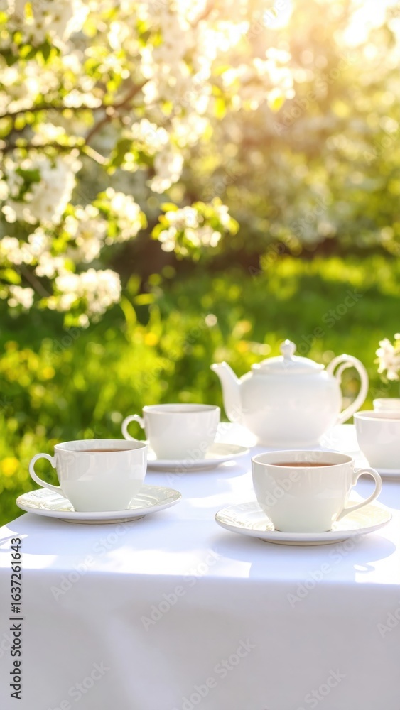 Fototapeta premium Tea Party in a Sunny Spring Garden