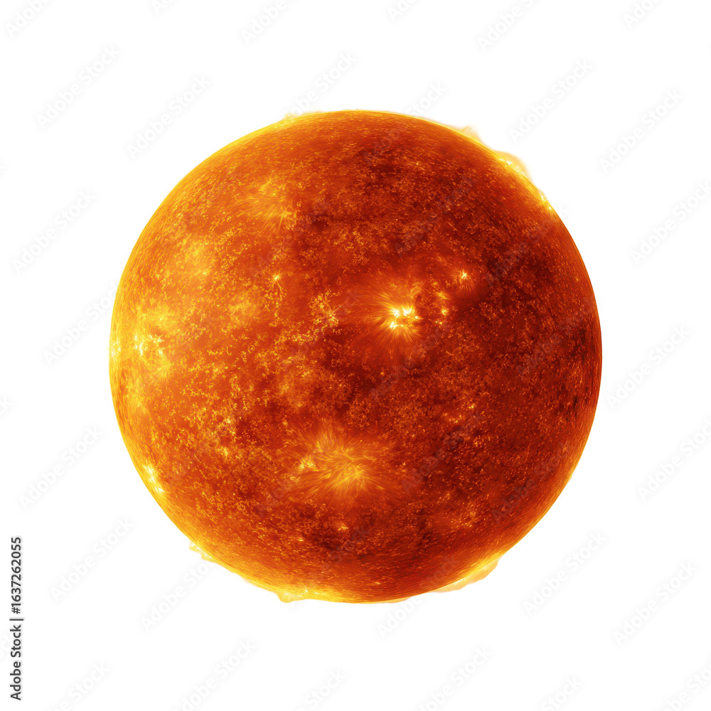 Fototapeta premium Vibrant depiction of the sun showcasing solar flares and radiant energy in a vast cosmic background