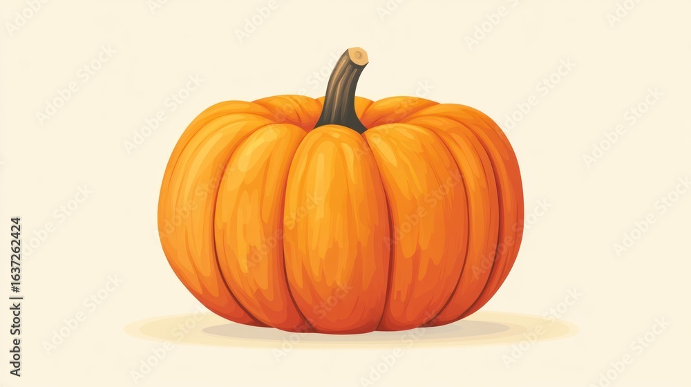Obraz premium Orange pumpkin, illustration, still life, background, graphic design, use for autumnal theme, food item, Thanksgiving, suitable for web and print