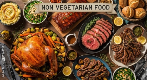 Delicious non-vegetarian feast featuring a variety of expertly cooked meats