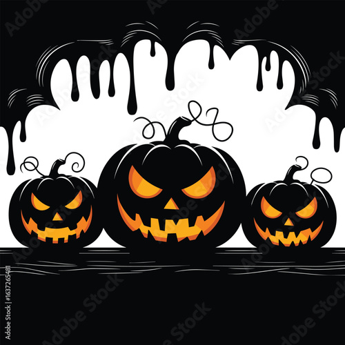 Spooky halloween pumpkin illustration with autumn accents